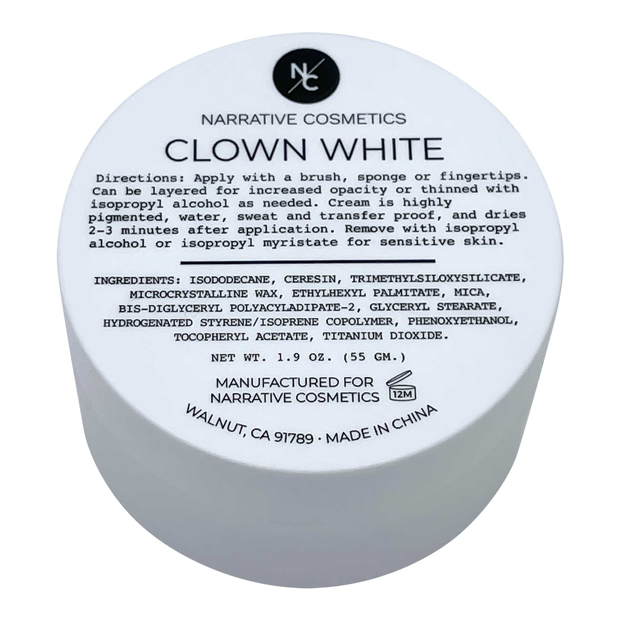 Mosaiz Clown White Makeup Cream, White Foundation Cream for Halloween  Costumes and Special Effects, White Facepaint Makeup, 2.1 oz (60 gr),  Including